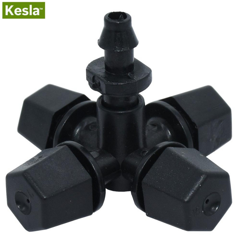 KESLA 3 DB fekete keresztpermetező permetezővel, 4/7 mm-es pólócsatlakozóval, fúvókával, permetezővel, kerti virágokkal csepegtető öntözővel