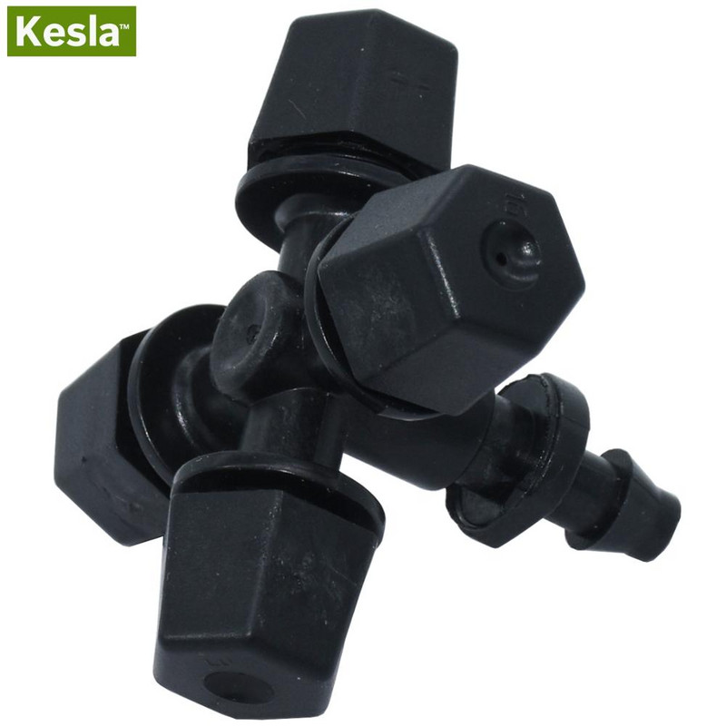 KESLA 3 DB fekete keresztpermetező permetezővel, 4/7 mm-es pólócsatlakozóval, fúvókával, permetezővel, kerti virágokkal csepegtető öntözővel