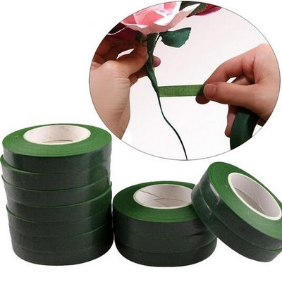2 ролки 30M самозалепваща зелена хартиена лента Филм за присаждане Флорално стъбло за гирлянди Венци Направи си сам Изкуствено копринено цвете
