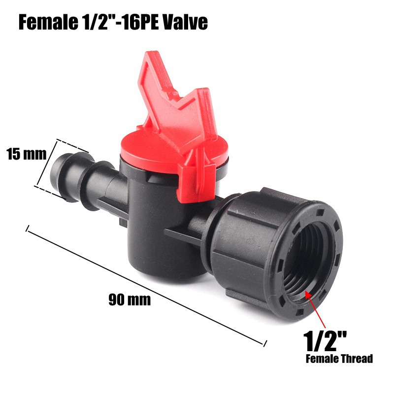 1PC 1/2" 3/4" Θηλυκή σφαιρική βαλβίδα 16 Σύνδεσμος σωλήνων άρδευσης PE 20mm με σπείρωμα Υποδοχές νερού κήπου Διακόπτης σωλήνα νερού