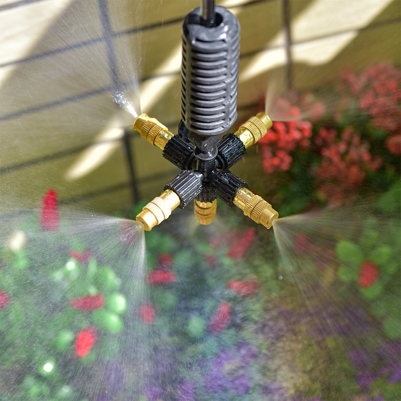 5 galvas regulējama piekārta misiņa pretpilēšanas smidzinātājs, krusteniskais izsmidzināšanas sprausla, miglas sprausla Piemērojama dārza siltumnīca