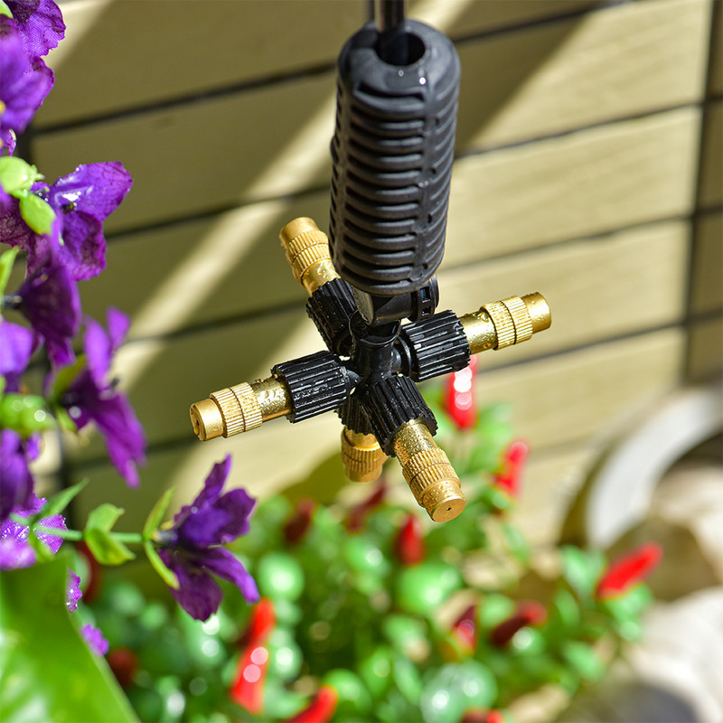 5 galvas regulējama piekārta misiņa pretpilēšanas smidzinātājs, krusteniskais izsmidzināšanas sprausla, miglas sprausla Piemērojama dārza siltumnīca