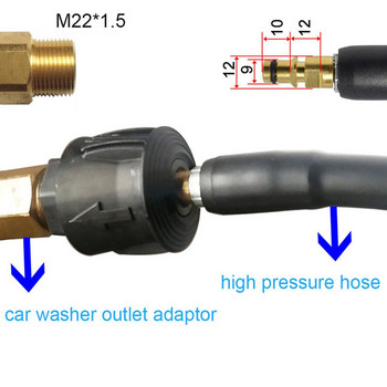 Адаптер M22 Устройство за миене под високо налягане Адаптер за маркуч Напорна тръба Бърз конектор Преобразувател Монтаж за перална машина под налягане K Series 2023