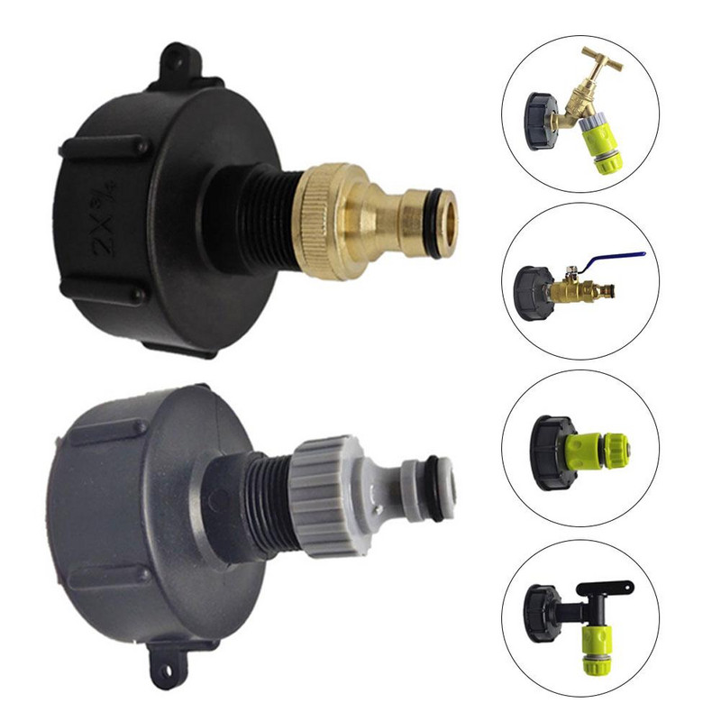 1PC vītnes plastmasas IBC tvertnes krāns 1000L IBC Ton misiņa vārsta adaptera sprausla 3/4" līdz 1/2" dārza šļūtenes savienotāja ūdens šļūtenes caurule