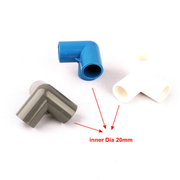2 τμχ Εσωτερική διάμετρος 20mm PVC Tee 3 Way for Garden Hose Connector Λευκά/Γκρι/Μπλε Πλαστικά εξαρτήματα