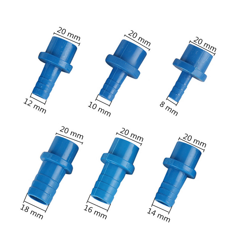 20 mm-től 8/10/12/14/16/18 mm-ig, szöges PVC egyenes szűkítő csatlakozós akváriumi légszivattyú csatlakozó akvárium csőadapter 2 db