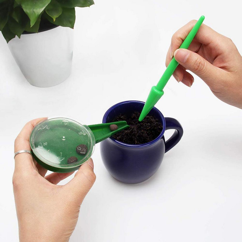 4/6 gab Sējas sēklu dozatora komplekts Regulējams rokas sēšanas sēklu rokas instruments sējas sējmašīnas rīku komplekts ziediem dārzeņiem