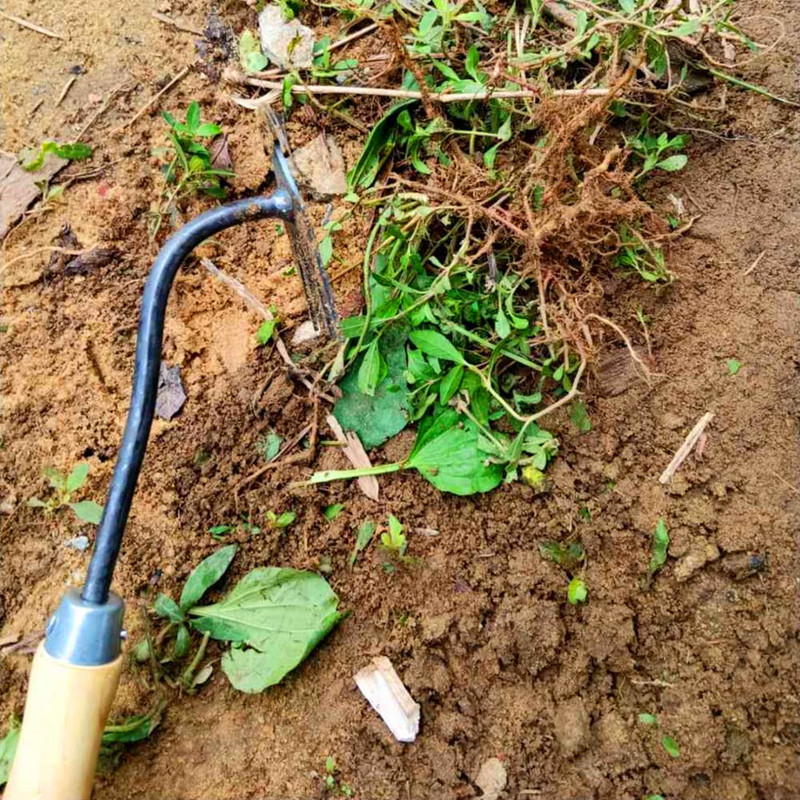 2023-as új mesterséges gyomirtó eszköz 4 fogas, kettős rendeltetésű gyomláló kézi gereblyéző kapa nagy szilárdságú kézi eltávolító eszköz kerti gazdaságokhoz