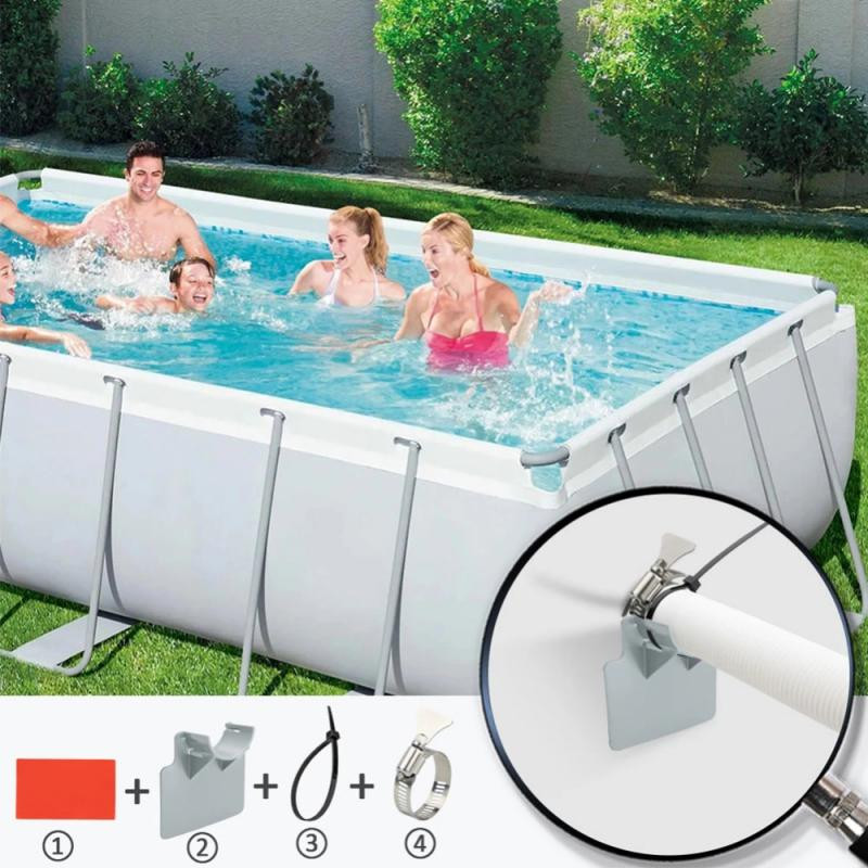 Nešiojami 30–38 mm plaukimo baseino vamzdžių tvirtinimo laikiklio tvirtinimo atramos, skirtos Intex virš žemės vandens žarnos laikikliui su kabelio raiščiu