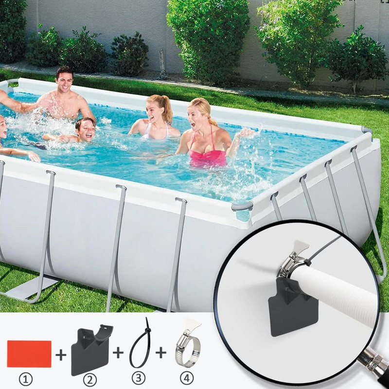 Nešiojami 30–38 mm plaukimo baseino vamzdžių tvirtinimo laikiklio tvirtinimo atramos, skirtos Intex virš žemės vandens žarnos laikikliui su kabelio raiščiu