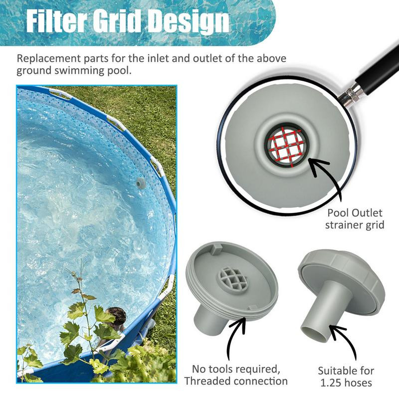 Peldbaseina izplūdes ūdens strūklas savienotāja sprauslu komplekts Spraudņa sietiņš baseina rezerves daļas mājas, dārza un zemes baseiniem