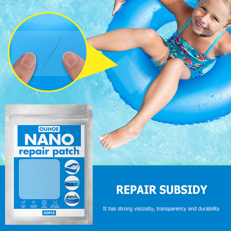 30/20/10gb peldēšanas pludiņa remonta plāksteris piepūšamās rotaļlietas caurspīdīga remonta lente peldēšanas riņķim Gaisa laivas āra baseina piederumi