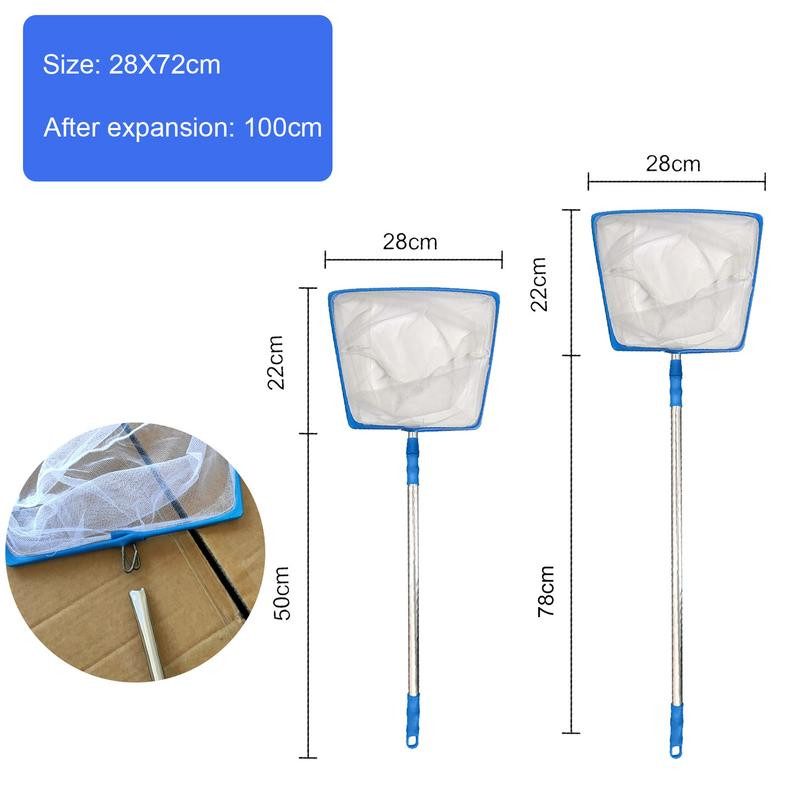 2023-as új teleszkópos úszómedence háló gereblye tiszta tisztító gombóclevél rozsdamentes acél szkimmer hálós keret gyerekeknek kültéri halhálóhoz