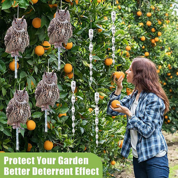 Bird Repeller Garden Emulation Owl Bird Scarer Hanging Acrylic Bird Repellent Pigeons Woodpecker Repellent Garden Supplies
