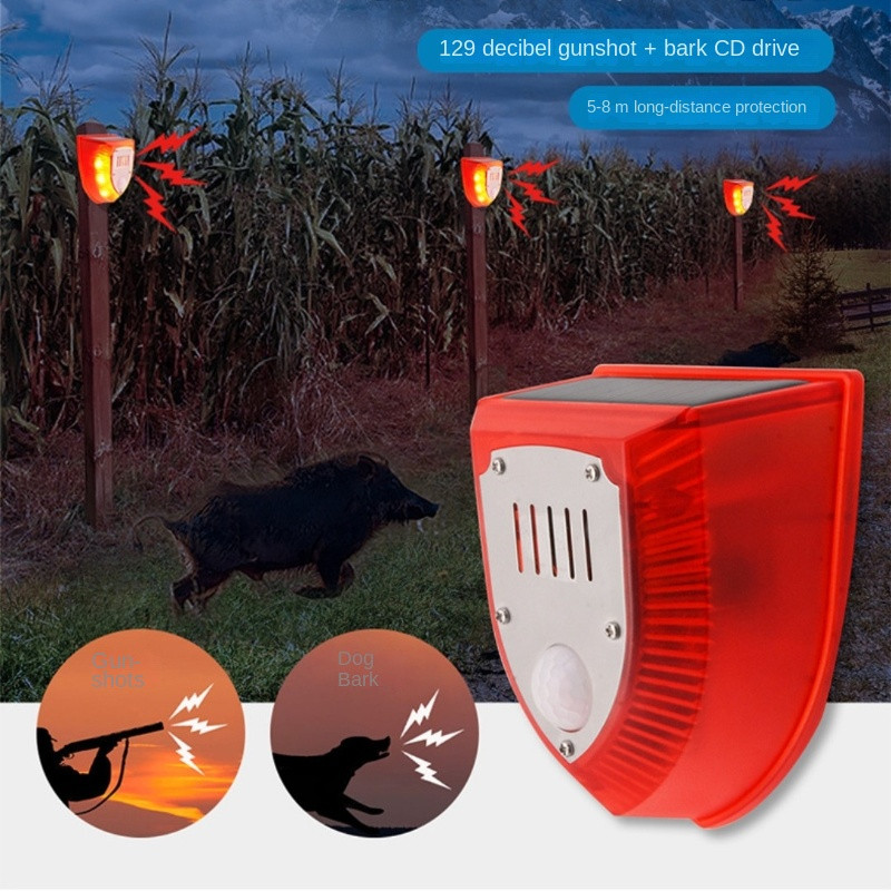 Saulės jutiklio pavojaus signalo lemputė Saulės energija atbaidanti nuo šernų, profesionali aliarmo nuo vagystės mirksinti nuotolinio valdymo sirena