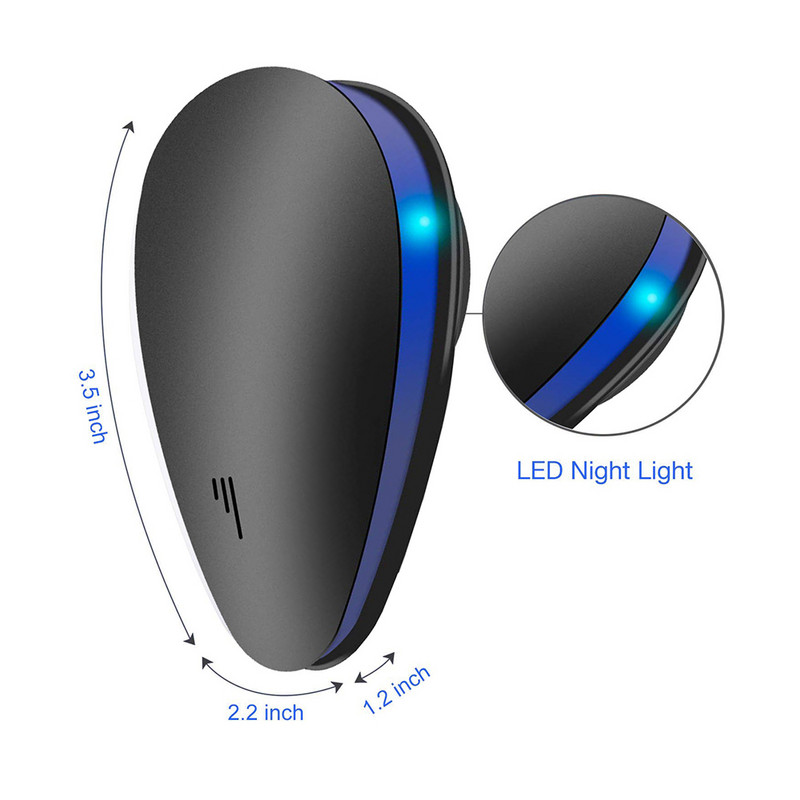 Kaasaskantav ultrahelitõrjevahend hiirte, prussakate, sipelgate, kärbeste, sääskede, näriliste jaoks, kahjutu USA/UK/EL pistikupesaga elektrooniline tõrjevahend