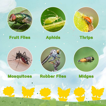 2-10 БР. Лепкав капан за насекоми Двустранна жълта пластмасова лепкава дъска за насекоми Уловител за контрол на вредители Градинско оборудване