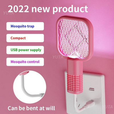 Ucigaș cu rachetă pentru țânțari Capcană ucigatoare pentru țânțari Usb pentru camping, călătorii, hotel, respingător de dăunători, capcană cu LED, lampă ucigaș pentru țânțari