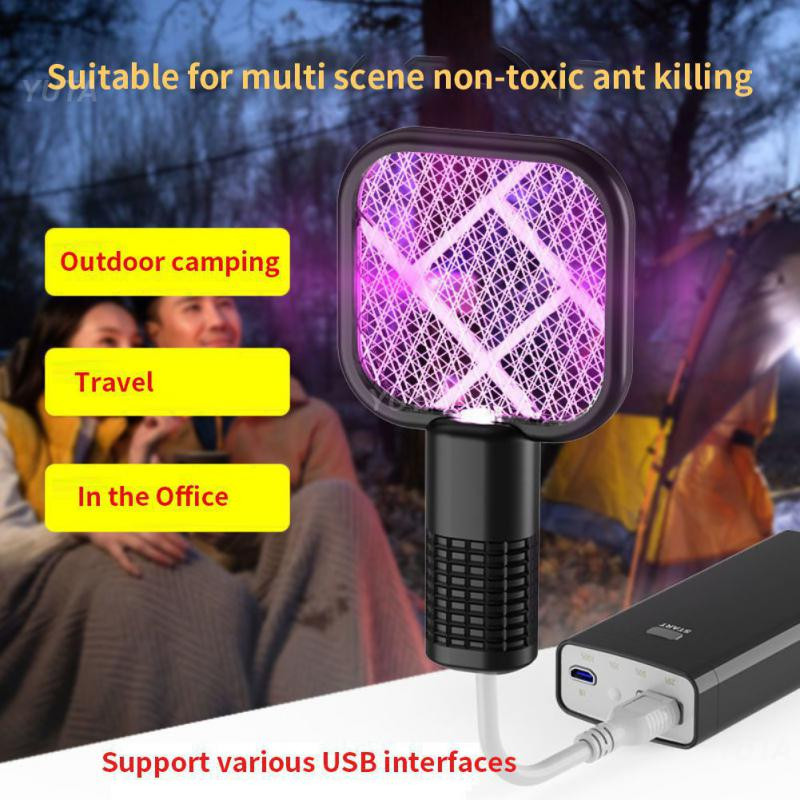 Mosquito Racket Killer Mosquitos Killer Trap Usb matkamiseks Travel Hotel Kahjuritõrjevahend Led Trap Sääsetõrje Lamp