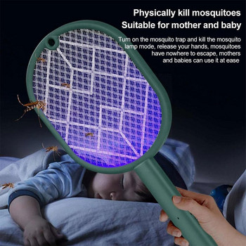 Електрическа мухобойка Ръчна ракета Електрически инструмент за унищожаване на комари Запер Mosquito Swatter Pest Home Killer Lamp Fly E3N2