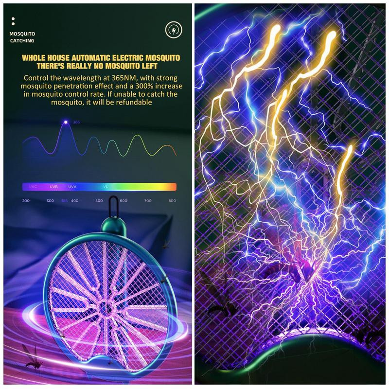 Нова лампа за унищожаване на комари 2 в 1 USB акумулаторна електрическа сгъваема ракета за унищожаване на комари Мухобойка 3000 V Репелентна лампа