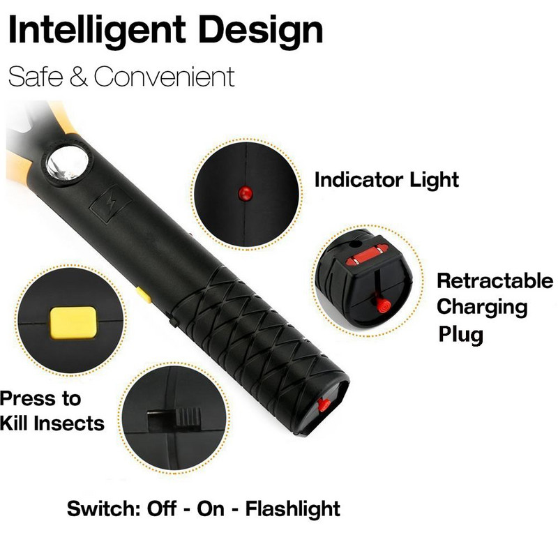 Električna reketa protiv komaraca Killer Fly Insect Zapper Bat Ručna bežična prijenosna kontrola za spavaće sobe Američki utikač