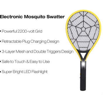 Ηλεκτρική ρακέτα κουνουπιών Swatter Killer Fly Insect Zapper Bat φορητό ασύρματο χειριστήριο για έντομα υπνοδωματίου US Plug