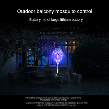 USB акумулаторна електрическа ракета против комари Fly Zapper Swatter Lamp Fly Swatter 3000V Summer Night Baby Sleep Protect Tools