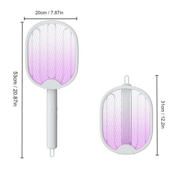Νέα λάμπα εξόντωσης κουνουπιών USB επαναφορτιζόμενη ηλεκτρική αναδιπλούμενη ρακέτα κουνουπιών Fly Swatter 3000V