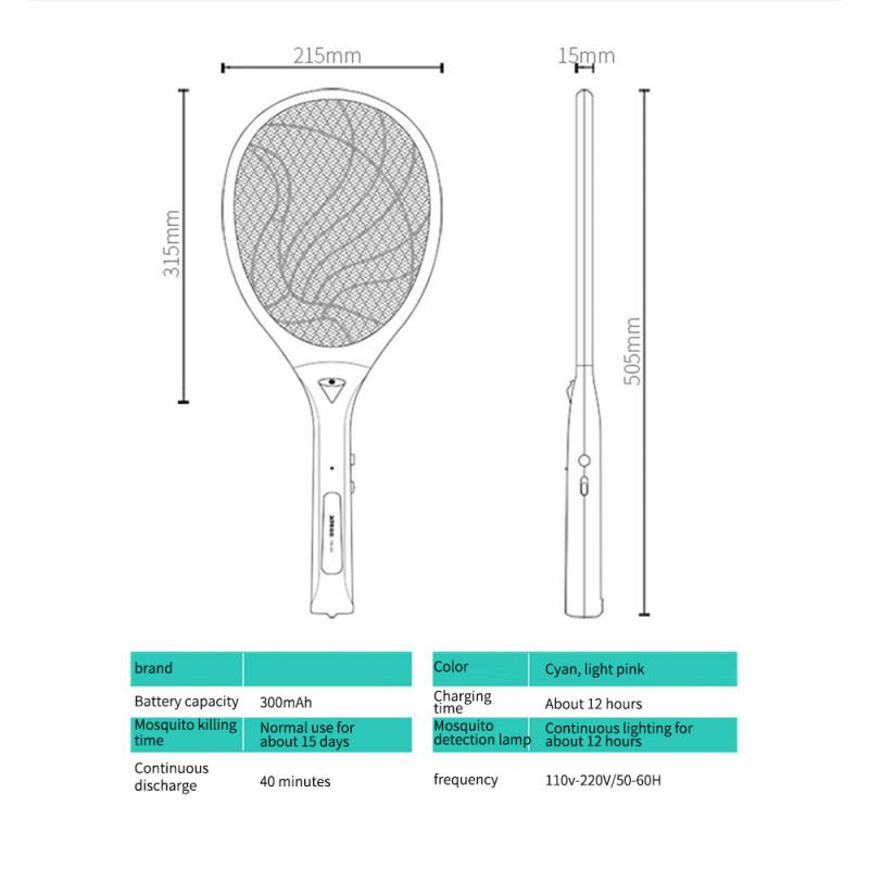 Taaslaetav sääsereket elektriline kärbsepiits Kodu Lutikatsikud UV-valgus putukate reket sääsetõrjelamp majapidamises