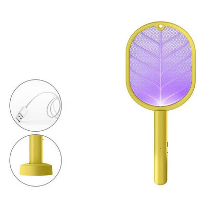 3 в 1 унищожител на насекоми, убиец на комари с основа за зареждане, USB акумулаторна електрическа мухобойка за дома, на открито, LED светлина