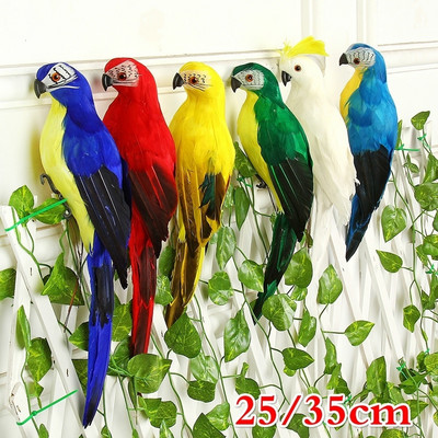 25/35cm Artizanat Simulare Papagal Creativ Pene Peluză Figurină Ornament Animal Pasăre Grădină Pasăre Prop Decorare Miniatura