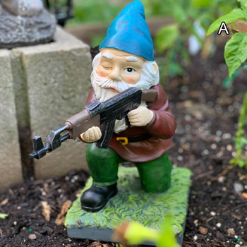 Αστεία Army Gnome Κήπος Άγαλμα Ρητίνης Επιτραπέζιο Στολίδι γκαζόν Στολίδι Εξωτερικού Κήπου Ξύλινο γλυπτό αυλής τεράτων
