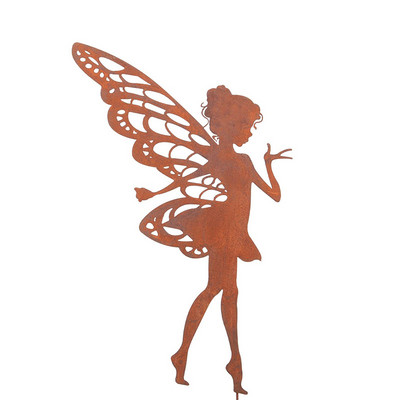 Liblikahaldjas aia metallist rauast käsitööripats Aiakaunistus sise- ja väliskaunistus Miniatuurne kujukeste muru dekoratiiv