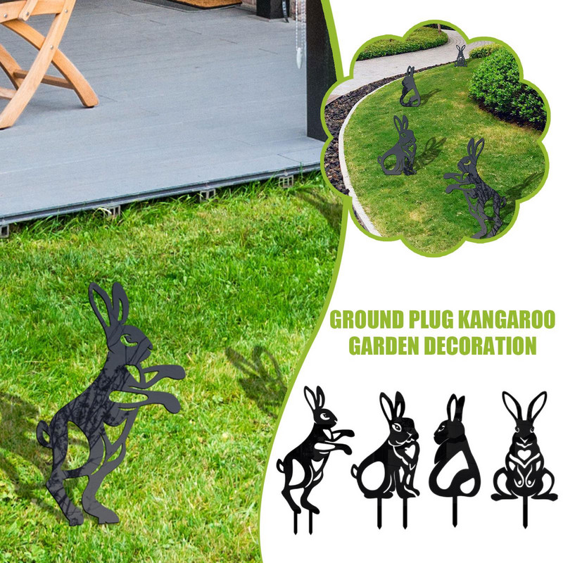 Kreatív nyúlkertdísz húsvéti nyuszi szobrok Vidéki stílusú akril kültéri falszobrok Kerítés dísztábla