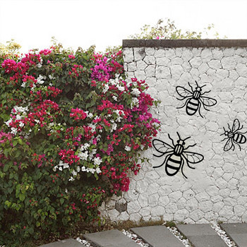 3PCS/Комплект Творческа декорация на пчелна градина Статуи на насекоми Селски стил Акрилни външни стенни скулптури Ограда Орнамент Знак