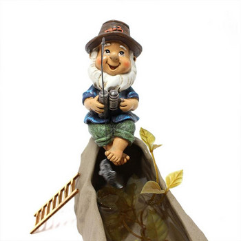 Gnome Fishing Statue Фигурка на външни градински гноми Забавни статуи на гном на тревата Декорация на градинска статуя от смола