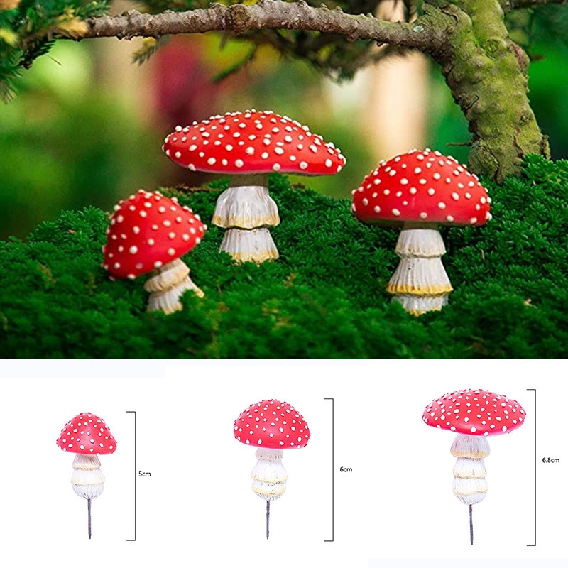 1 vnt Šviečiantys raudoni grybo mikro kraštovaizdžio papuošalai tamsoje šviečiantys namų sodo dekoras Kūrybinis modeliavimas grybo statulos dekoras