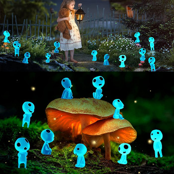 Ghibli Kodama Φωτεινό Ξωτικό κούκλες Μικρο Τοπίο Στολίδι Εξωτερικού Λαμπερό Μικροσκοπικό Άγαλμα Κήπου σε γλάστρα