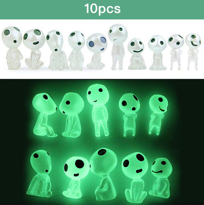 Ghibli Kodama Svjetleće lutke Elf Tree Dolls Mikro pejzažna figura Ornament Vanjski svjetleći minijaturni vrtni kip Dekoracija u saksiji