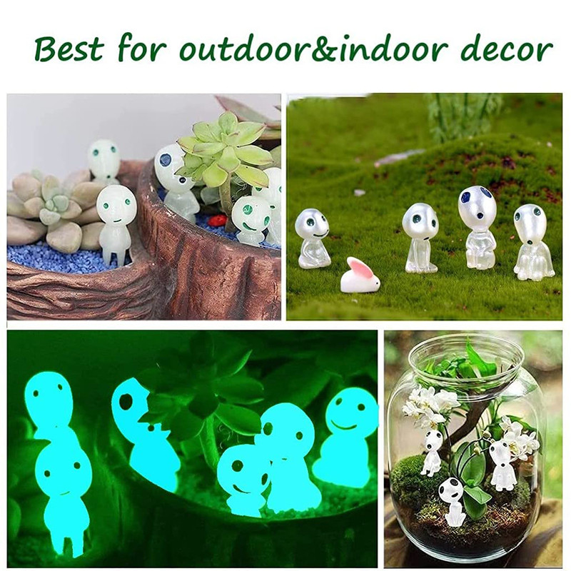 Ghibli Kodama Svjetleće lutke Elf Tree Dolls Mikro pejzažna figura Ornament Vanjski svjetleći minijaturni vrtni kip Dekoracija u saksiji