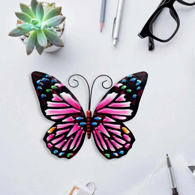 Dārza 3D metāla tauriņu dekors Iedvesmojošs skulptūru sienas dekors āra dekorēšanai Dzīvnieku miniatūras statujas Mākslas darbi 2021