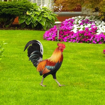 Δισδιάστατο ακρυλικό γλυπτό κήπου Κόκορας ντεκόρ Στολίδι κόκορας Ανθεκτικό στις καιρικές συνθήκες Ζώο Κήπος Κότα Ειδώλιο Κήπος άγαλμα κοτόπουλου