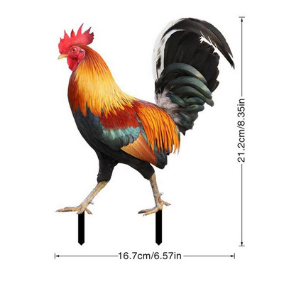 Sculptură acrilic 2D de grădină Cocoș Decor Cocoș Ornament Decor Rezistent la intemperii Animal Găină Figurină Grădină Pui Statuie