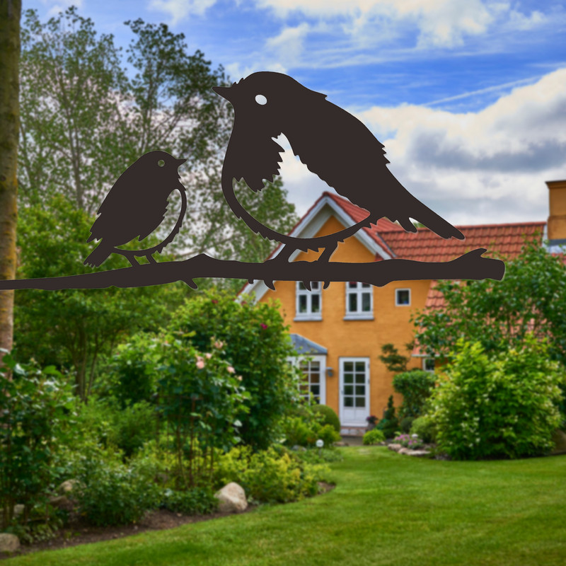 Kūrybinga kaltinės geležies paukščių statulos kuolo sodo menas Metaliniai paukščiai kiemo medžio puošmena namų sodui kiemo medžio šaka