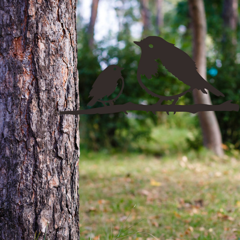 Kūrybinga kaltinės geležies paukščių statulos kuolo sodo menas Metaliniai paukščiai kiemo medžio puošmena namų sodui kiemo medžio šaka