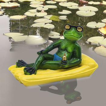 Воден плаващ орнамент за бюро Аксесоари за озеленяване Скулптура на жаба Градинско езерце Декоративен орнамент на жаба Статуя на животно