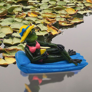 Воден плаващ орнамент за бюро Аксесоари за озеленяване Скулптура на жаба Градинско езерце Декоративен орнамент на жаба Статуя на животно