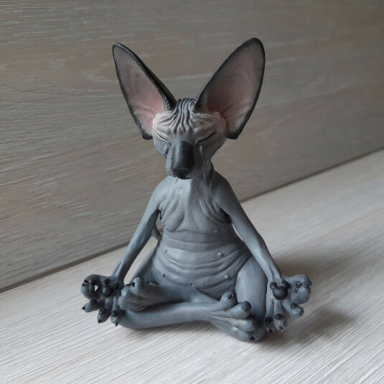 Hiroviti Buddha Sphynx figurica mačke Meditacija Joga Sretna mačka Dekor Umjetničke skulpture Kipovi na otvorenom Figurica