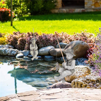 Άγαλμα κήπου Ρητίνη Fisherman Gone Fishing Boy Garden Sculpture Fisherman Sculpture Decor Εξωτερική αυλή σπιτιού Πισίνα Στολίδι Δώρο